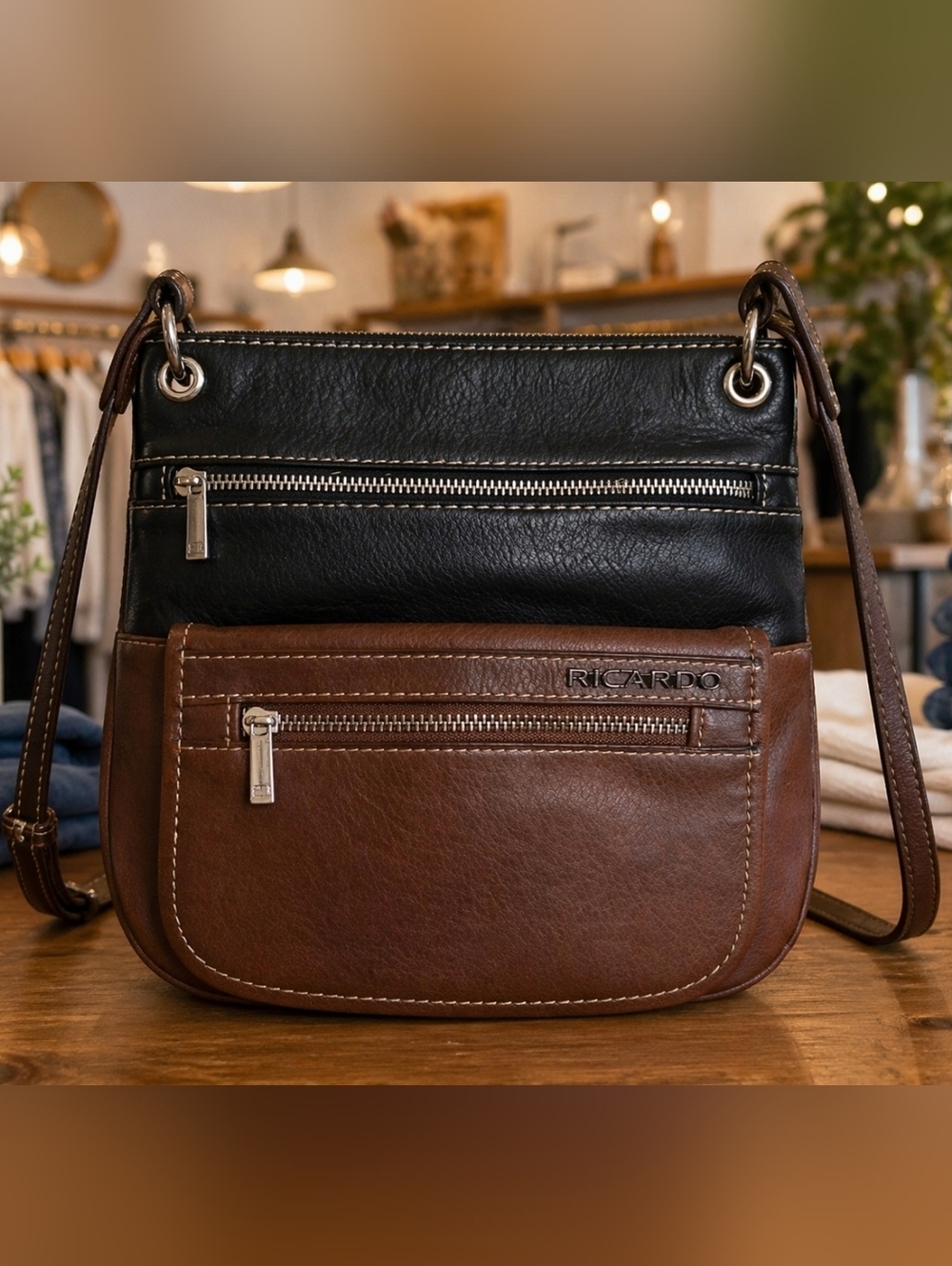 Ricardo's Women Brown & Black  Crossbody Bag